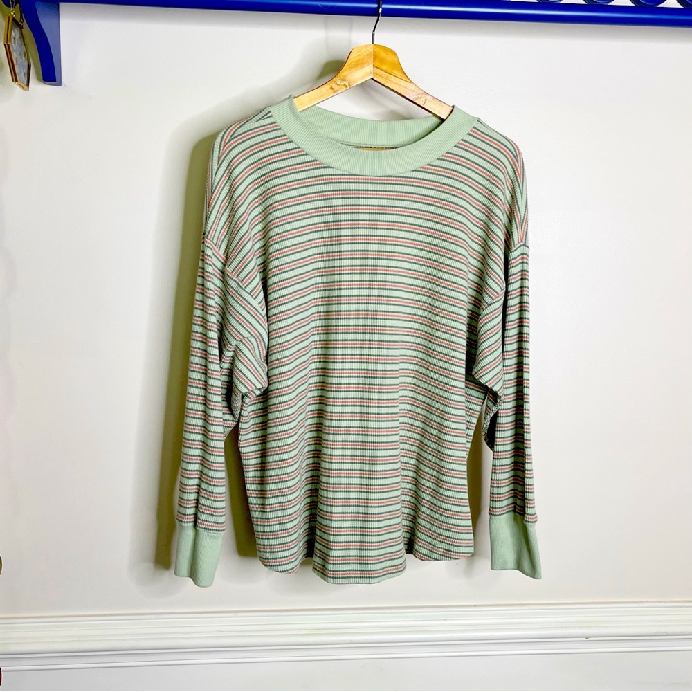 Sonoma ribbed striped relaxed thermal top women’s shirt XXL‎